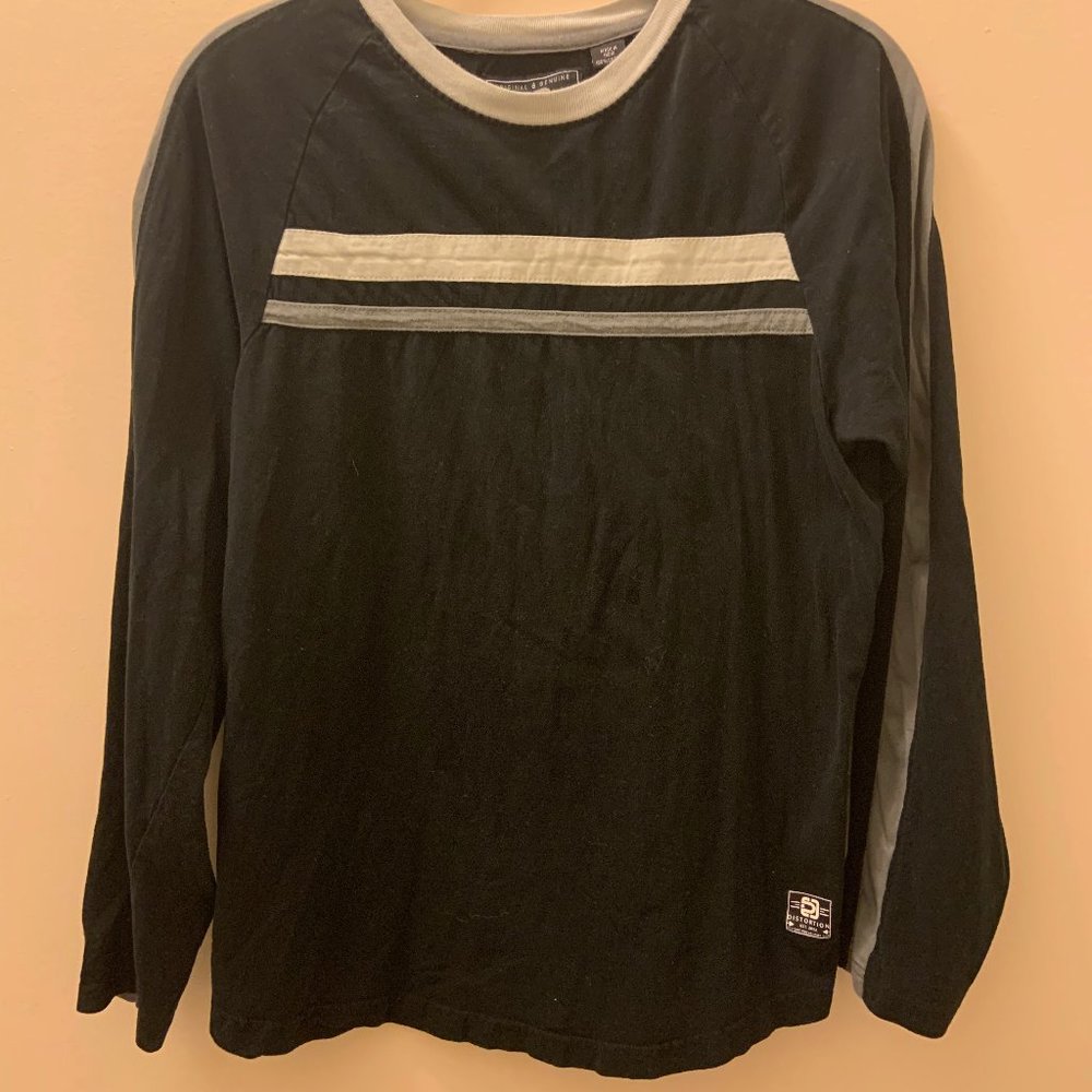 Black and Grey Striped Long Sleeve Tee